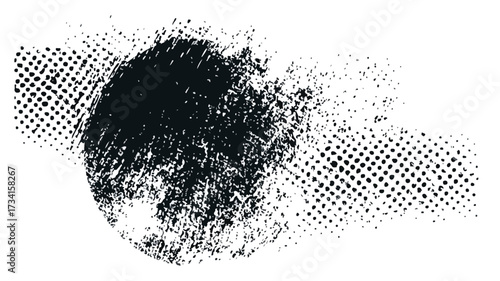 Distressed Dotted Design Element in Duo Tone Grunge Style