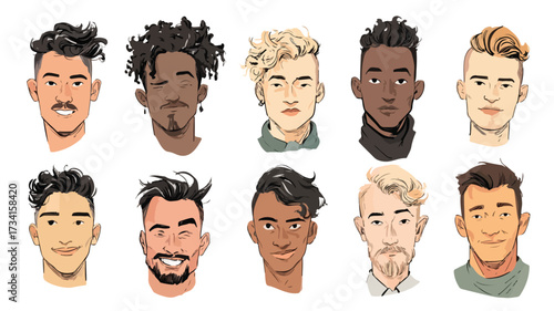 Diverse Male Face Avatars Collection for Professionals
