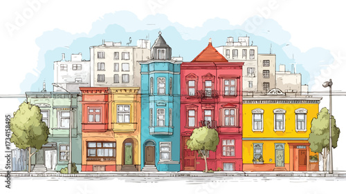 Vibrant Diverse Ethnic City Street Vector Illustration