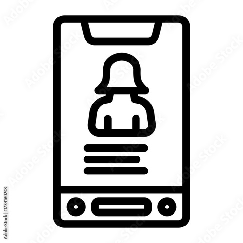 Profile outline icon made for user accounts, avatars, and personal or social pages.