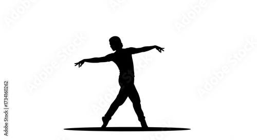 Dynamic dancer silhouette expresses grace and movement in a modern artistic pose