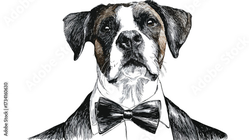 portrait of a black and white dog