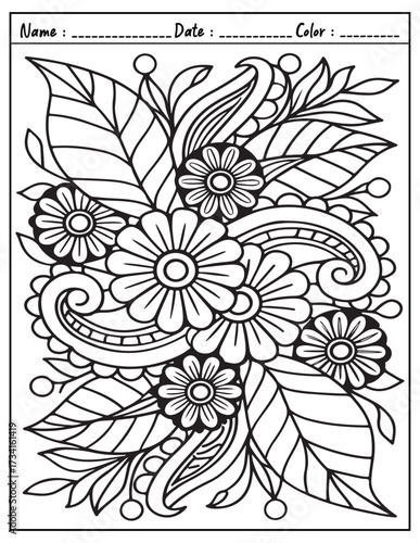 Mandala Coloring Page & Book for Adults and Kid. High resolution (300 DPI), Ready to print on standard 8.5x11-(A4) inch paper With (No Bleed), Black and White. Vector illustration