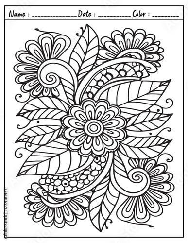 Mandala Coloring Page & Book for Adults and Kid. High resolution (300 DPI), Ready to print on standard 8.5x11-(A4) inch paper With (No Bleed), Black and White. Vector illustration