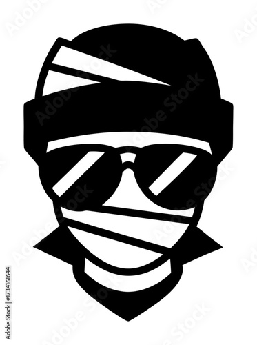Halloween vector art of silhouette of a mysterious person wearing a hat, sunglasses, and a scarf