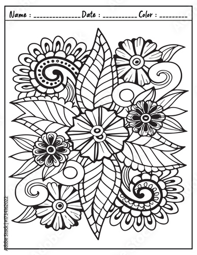 Mandala Coloring Page & Book for Adults and Kid. High resolution (300 DPI), Ready to print on standard 8.5x11-(A4) inch paper With (No Bleed), Black and White. Vector illustration