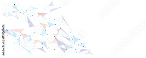 Abstract colorful polygon connection mesh futuristic communication technology concept dots lines connect network design on transparent background. 