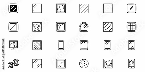 Dynamic collection of minimalist window and screen icons for website design and app development, offering a versatile set of modern and clean symbols