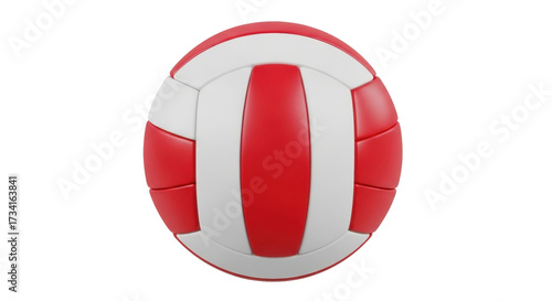 Isolated red and white volleyball for summer beach sports, athletic team competition