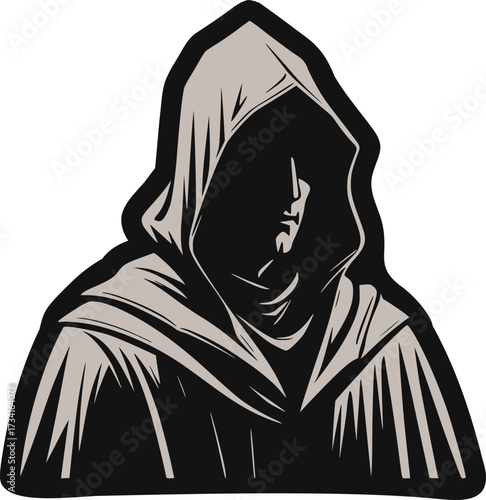Design of mystery hooded monk