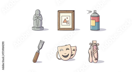 Vector art of collection of art and craft supplies