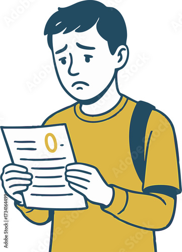 テストでゼロ点を取った学生イラスト / Student Receiving Zero Score on Test Illustration