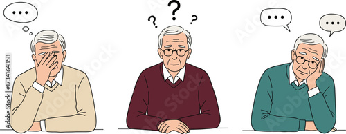 Senior man and woman smiling in kitchen cartoon illustration