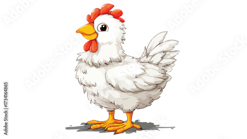Playful White Chicken Cartoon Character Design for Humorous Illustration Projects