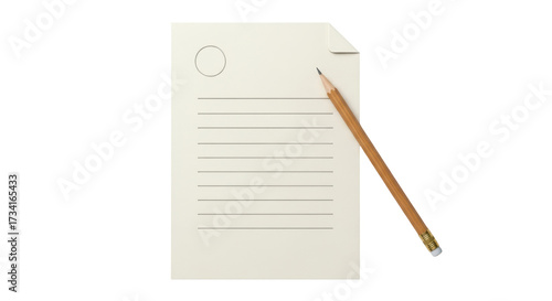 Wallpaper Mural Isolated note paper with lines, pencil next to it, sheet with lines and a circle at the top Torontodigital.ca