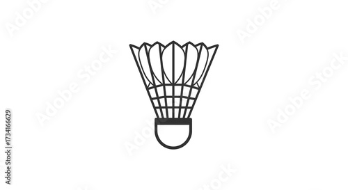 A detailed illustration of a badminton shuttlecock in striking silhouette