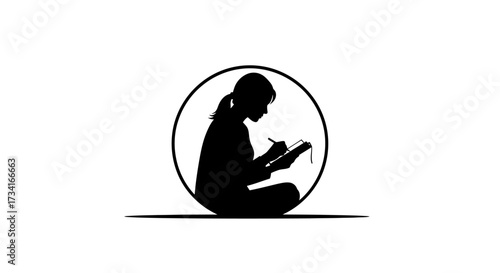 Focused woman journaling privately, capturing thoughts and dreams in a peaceful moment of self-reflection