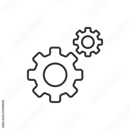 Settings Gear Icon. Minimal Line Cogwheel Symbol for Configuration and Tools.