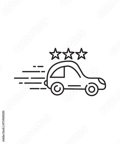 old car with star icon, vector best line icon.