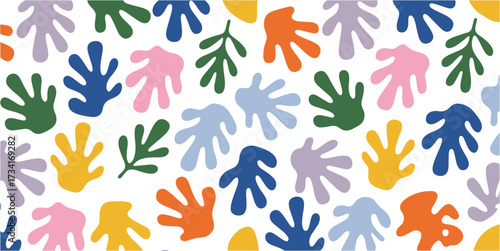 Colorful Abstract Leaf Pattern on White Background
