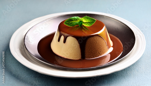 Coffee Panna Cotta With Chocolate Sauce