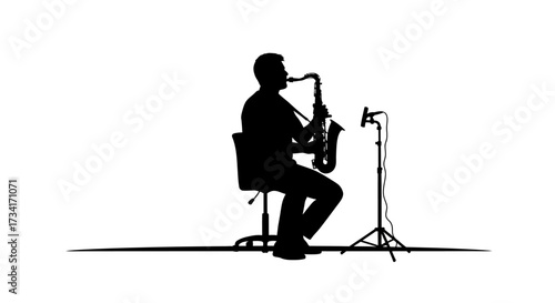 Solo jazz musician performing soulful saxophone music with microphone on stage