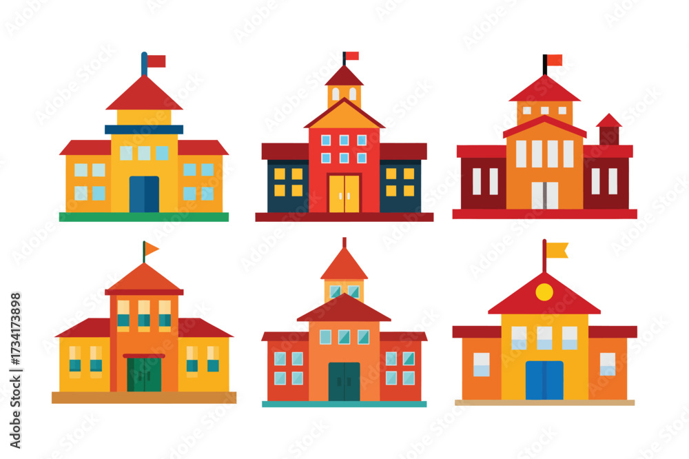 Fototapeta premium School Building Education Architecture Collection