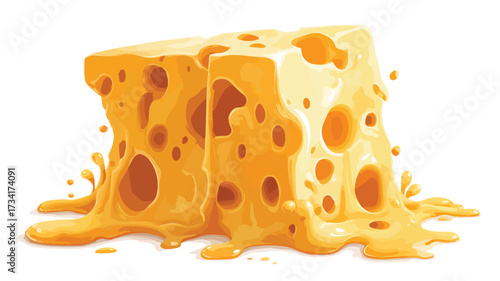 Cheese Melting Vector Illustration on White Background