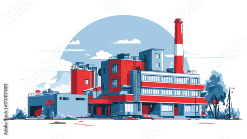 Modern Industrial Factory Flat Style Illustration for Adobe Stock Photos