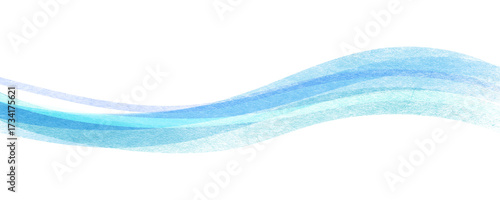 きれいな水色の水彩で描かれた波状にウェーブする背景フレーム