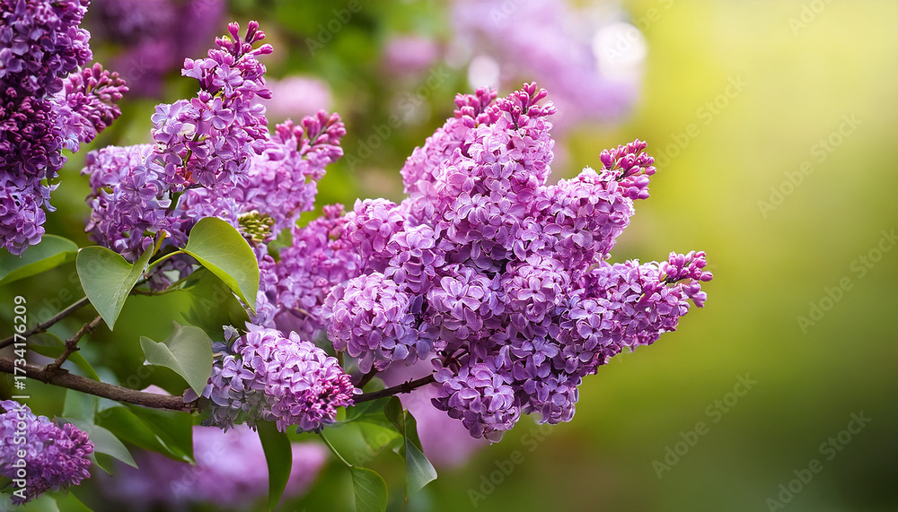 Fototapeta premium Syringa Vulgaris Lilac Branch In Bloom