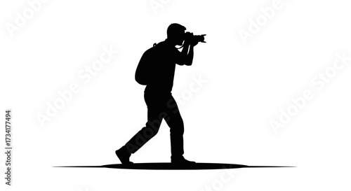 Dynamic photographer capturing moments with professional camera, ready for any assignment