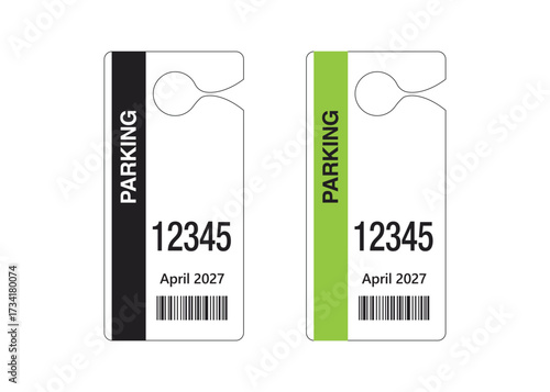 Parking Permit Car Mirror Hanger Template, customizable vehicle pass for reserved parking, events, offices, hotels, apartments, and businesses. Printable, editable, professional design.