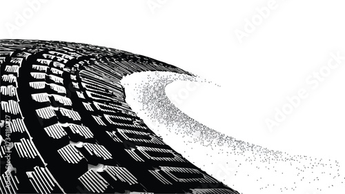 Detailed Tire Track Texture for Vector Print Banner Design