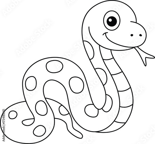 Friendly Cartoon Spotted Snake Outline Drawing
