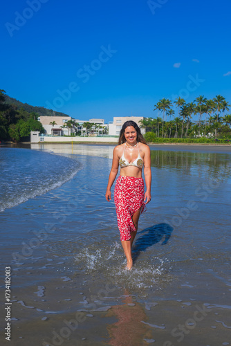 Brazilian woman in bikini on the beach