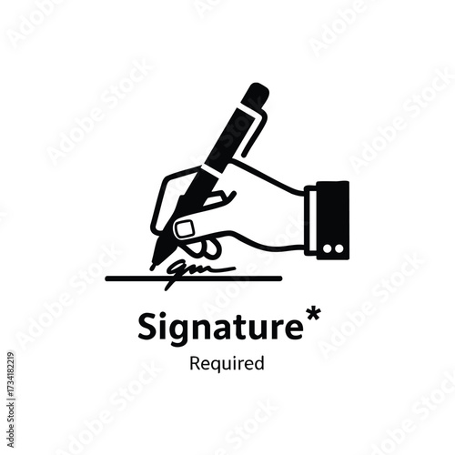 Close-up of a hand signing a document with a pen on a white , emphasizing the act of signing and paperwork process