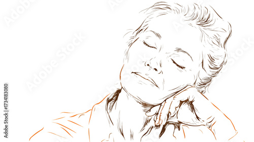 Serene Mature Woman with Eyes Closed and Chin Resting Image