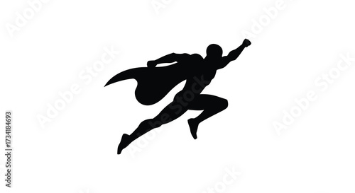 Dynamic superhero in flight a powerful pose captured in silhouette