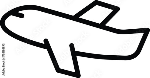 a simple black outline icon of a passenger airplane