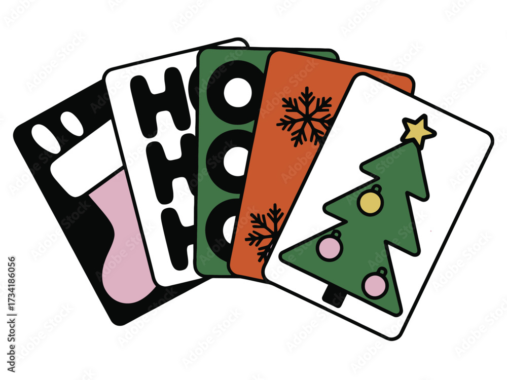 Obraz premium Vector illustration of christmas themed cards featuring festive decorations and symbols for holiday designs silhouette