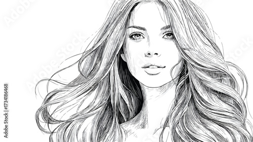 Elegant Beauty: Beautiful Girl with Long Flowing Hair - Professional Portrait
