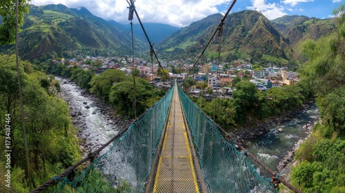 Adventure in Banos Ecuador: Suspended Bridge Over Santa Agua, South America