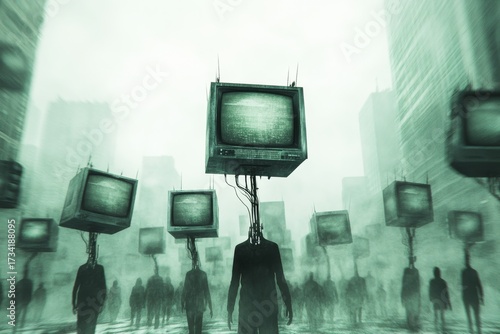 Green television, propaganda, people under information. Generative AI