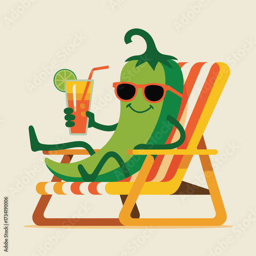 Chili Pepper Enjoying a Relaxing Beach Day