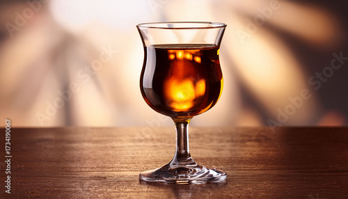 Elegant Sherry Glass With Amber Liquid
