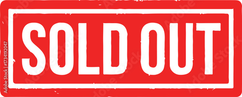 Red and black distressed stamp with white text S O L D O U T sold out