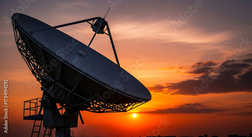 satellite dish at sunset