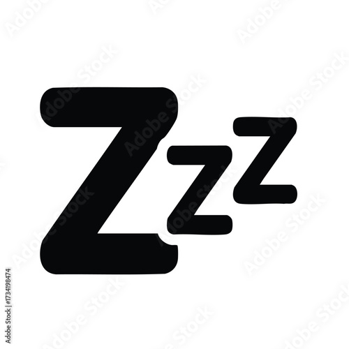 Stylized depiction of a sleeping or resting state represented by a series of Z characters in bold black on a