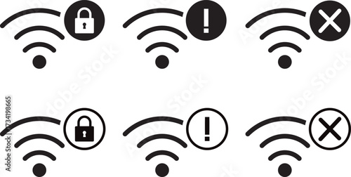 wifi icon set. Connection lost symbol. Wireless Technology. internet symbol sign collection
